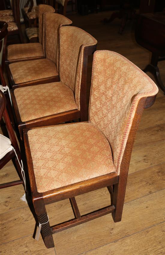 A set of 1920s Deco influenced four oak dining chairs